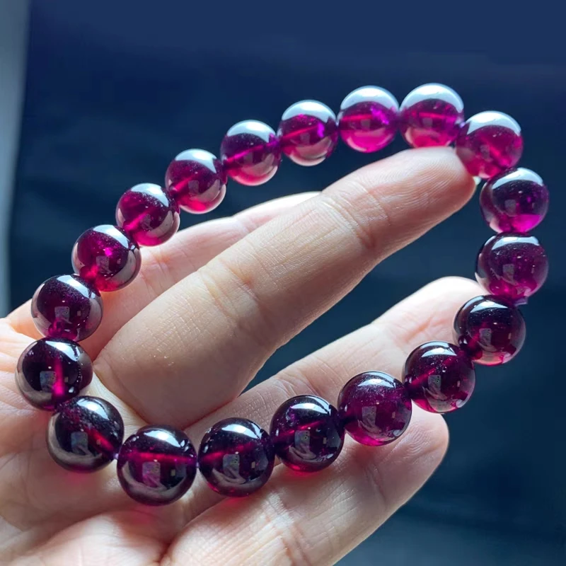 Imagem -04 - Pulseira de Miçangas Redondas para Mulheres e Homens Natural Purple Garnet Clear Stretch Pulseira Aaaaaaa mm mm