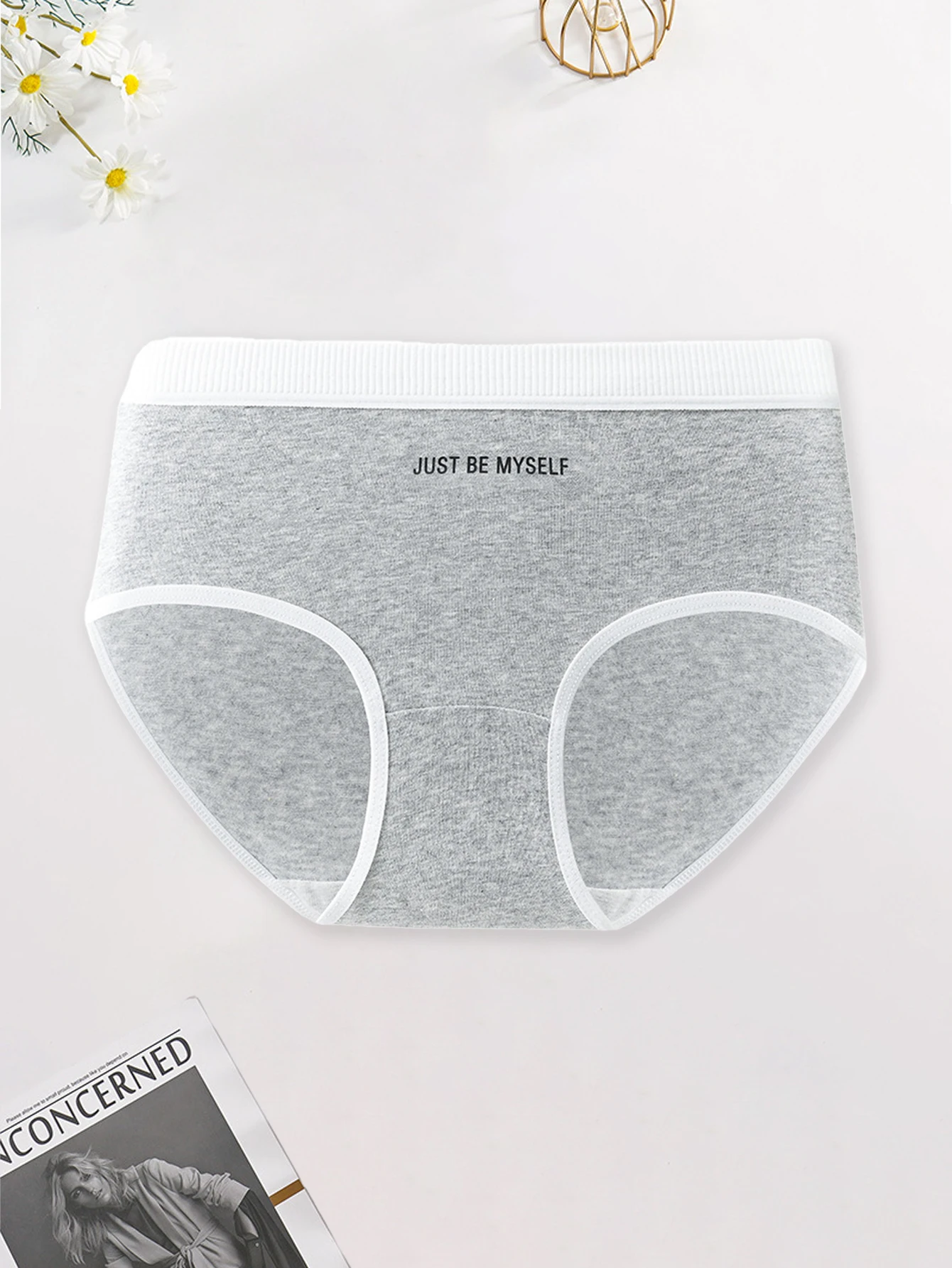 5PCS women's briefs fashionable letters solid color women's casual sports trian… - Image 2