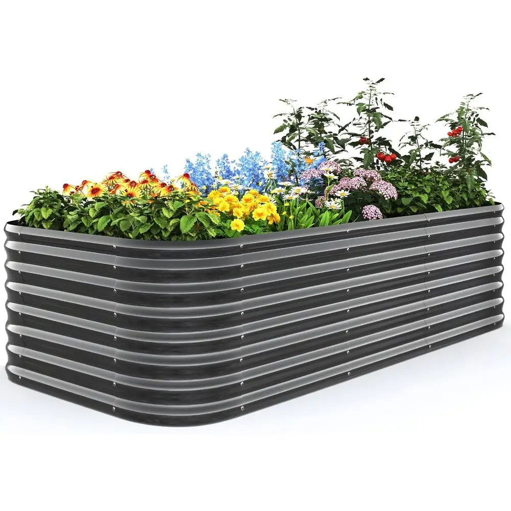 

Oval Metal Raised Garden Bed, 8x4x2 ft, Tall Planter for Outdoor Vegetables and Flowers, Reinforced Gray