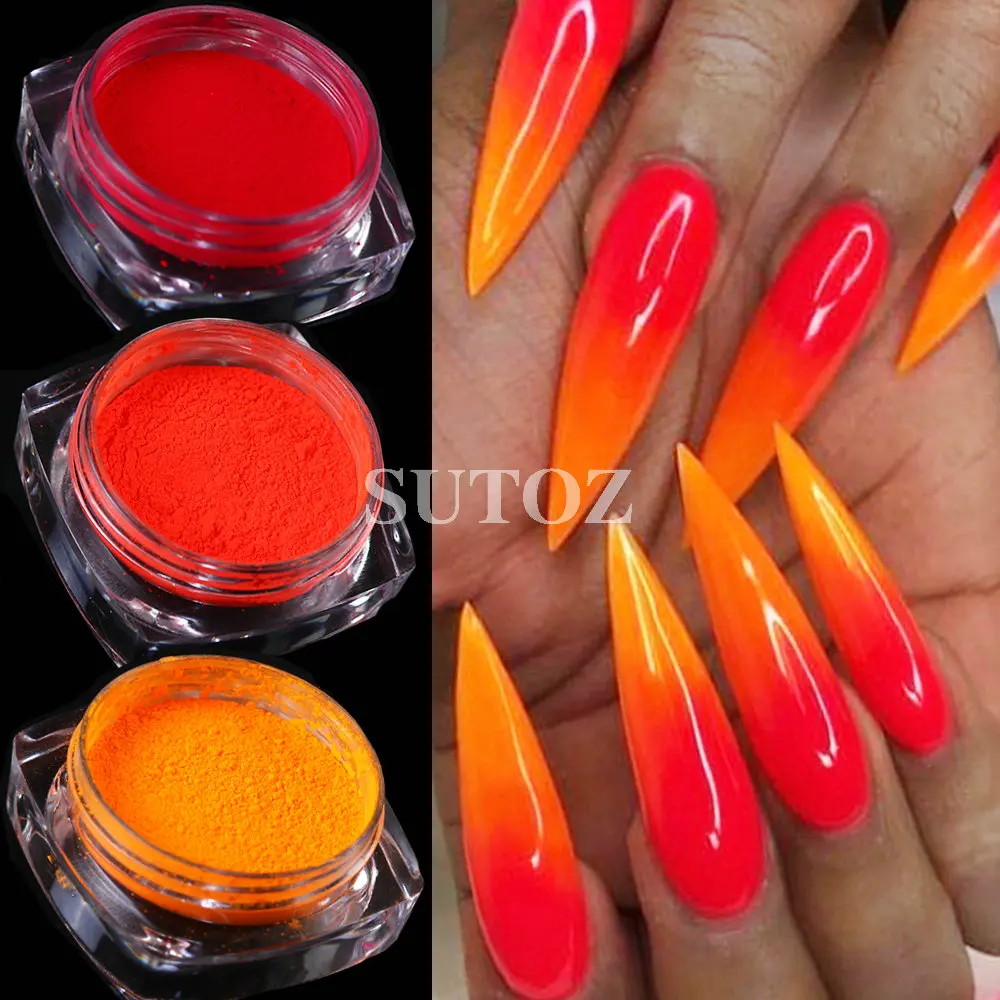 1pcs neon nagel glitter pulver fluor zierende reiben pigment kunst nagel staub gradienten effekt sommer diy maniküre dekoration LEBYE1-13