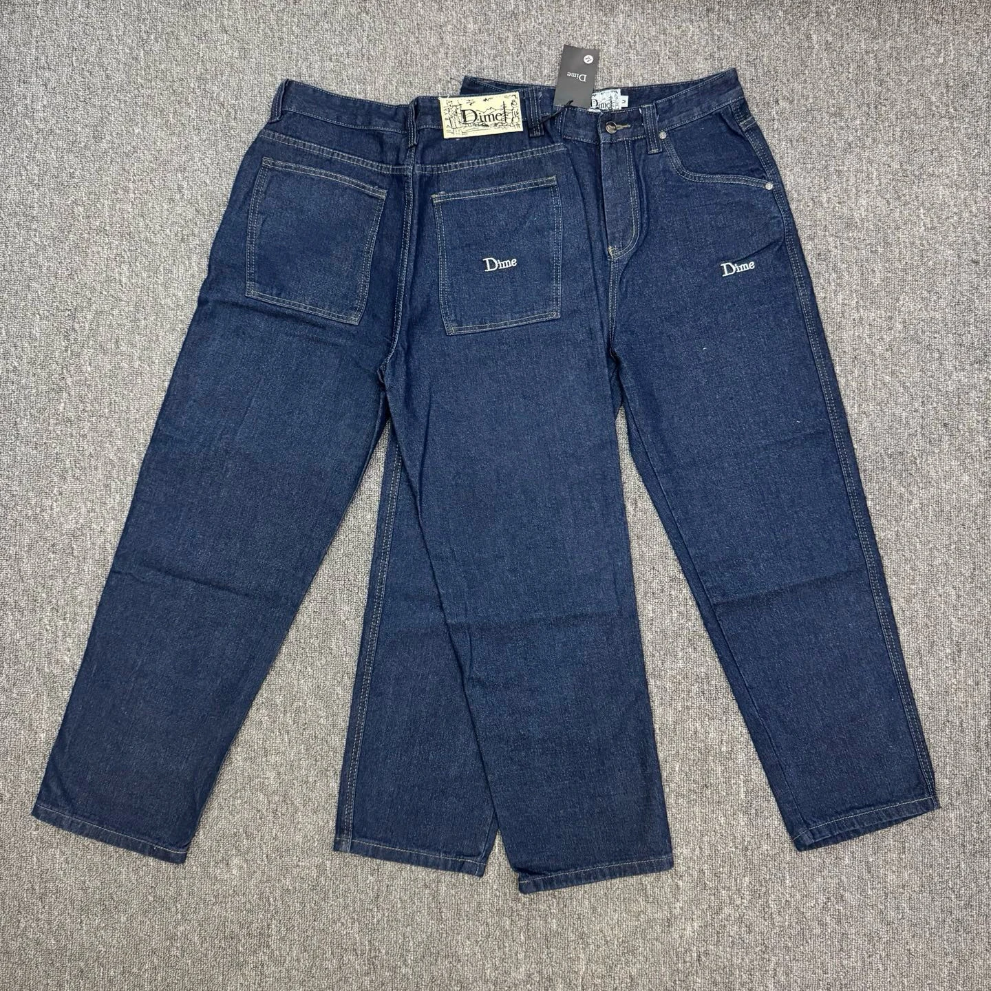 

Dime Baggy Loose Fit Denim Pants Men's Skateboard Sle High Waist Wide Leg Long Jeans Pure Cotton Thi Waed Jeans