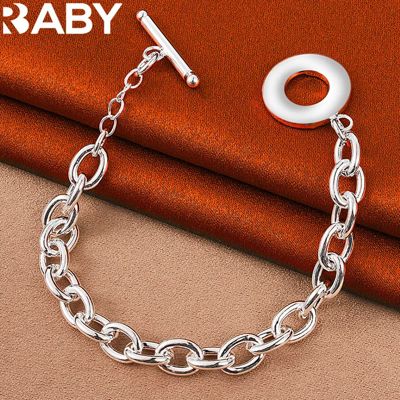 

URBABY 925 Sterling Silver OT Buckle Chain Bracelet For Women Men Wedding Engagement Party Charms Jewelry Fashion Accessories