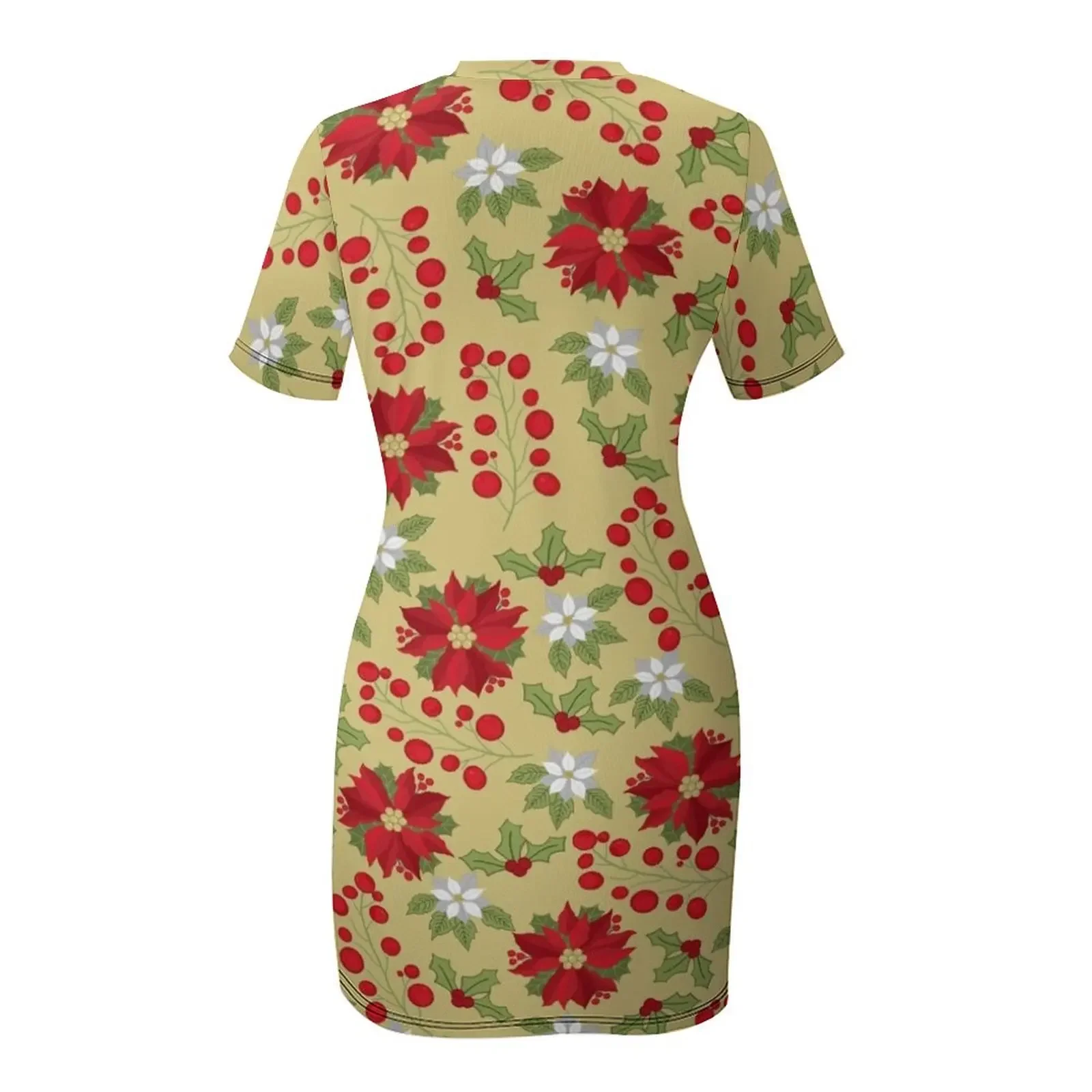 クリスマス花柄半袖ドレスレディースドレス女性用ドレス女性用ドレス