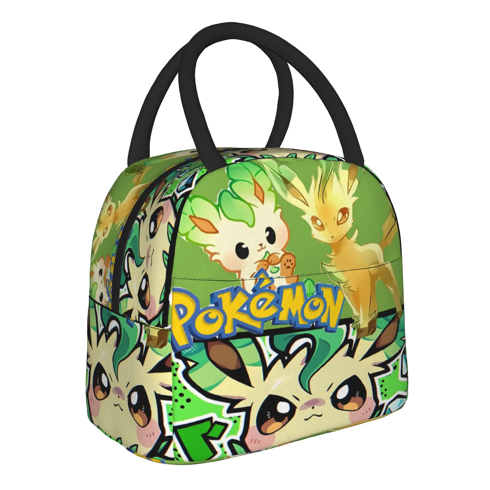 Pokemon Leafeon Eeveelution Print Handbag Insulated Lunch Bag Insulation Bento Pack Rice Bag  bolsa Student Bento Lunch Handbag