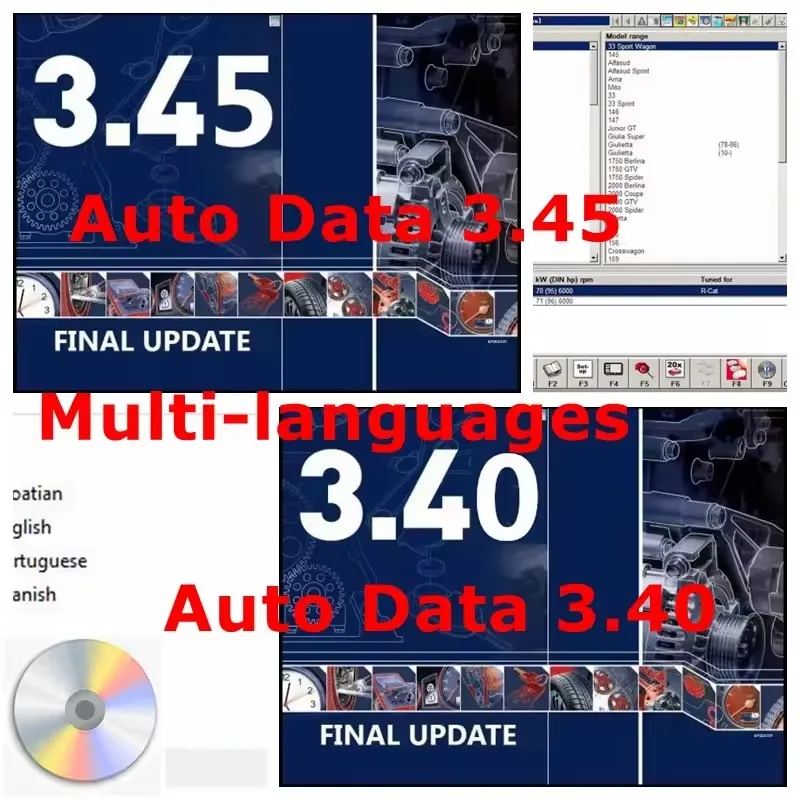 Auto Data 3.45 Software Versión multilingüe Actualización con instalar diagramas de cableado de vídeo para reparación de automóviles