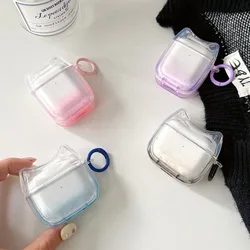 Creative Simple Style Candy Colour Gradient Transparent Acrylic Silicone Headphone Cover Case For AirPods 1 2 3 4 Pro 2 Fundas