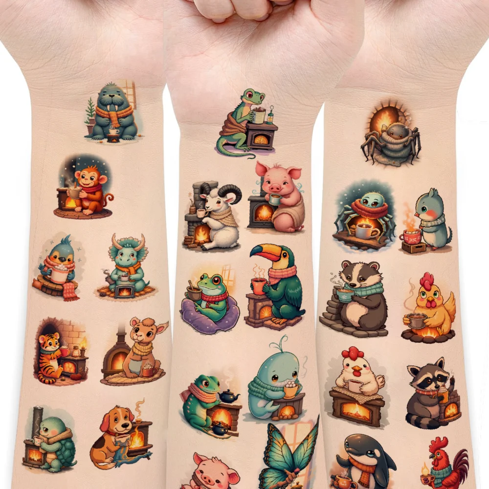 

54 шт., временные татуировки, наклейки с животными, водонепроницаемые долговечные наклейки для тела, декоративные наклейки для рук, мальчиков, плеч