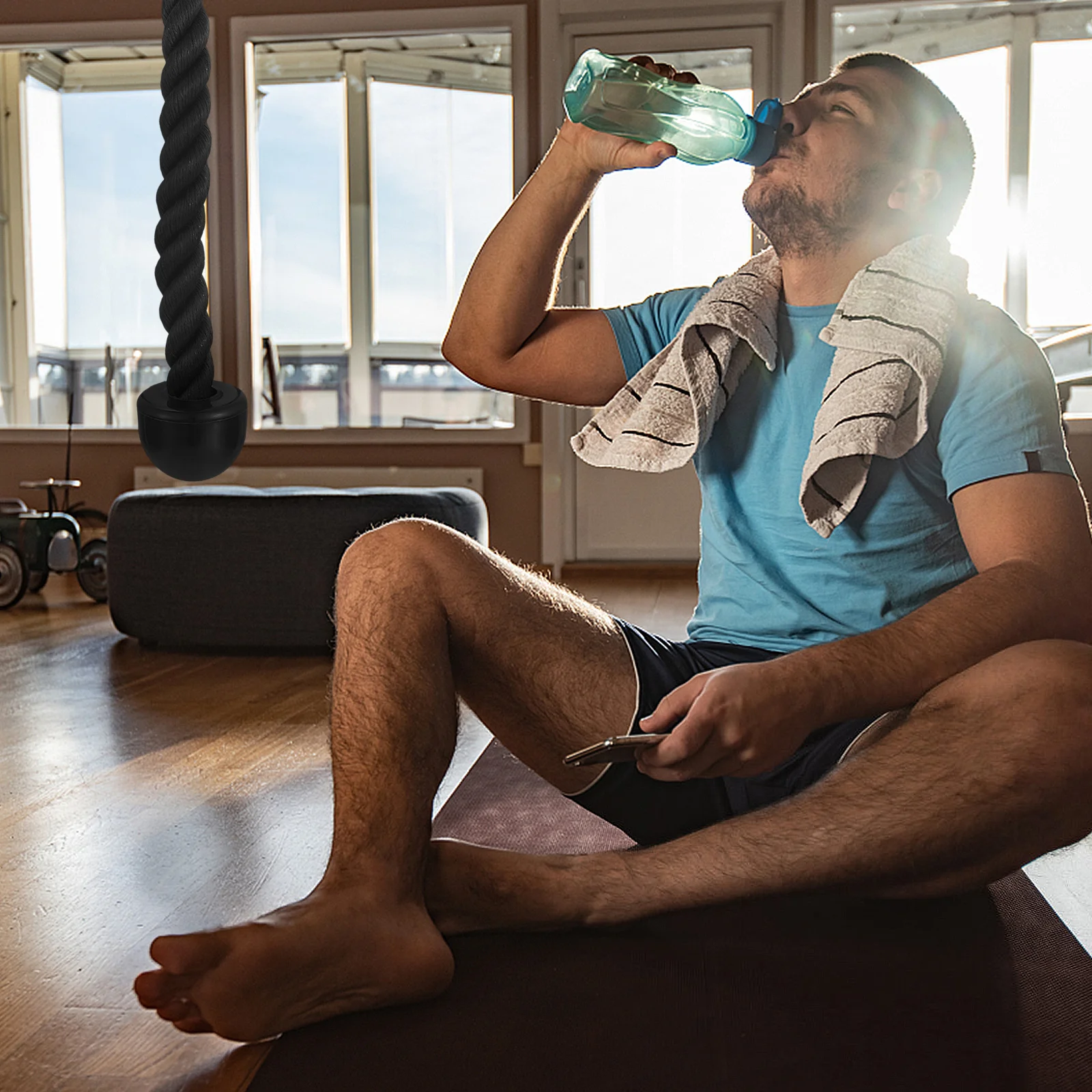 

1Set Single Grip Tricep Rope Fitness Training Attachment Durable Nylon Steel for Gym Home Biceps Triceps Back Workout