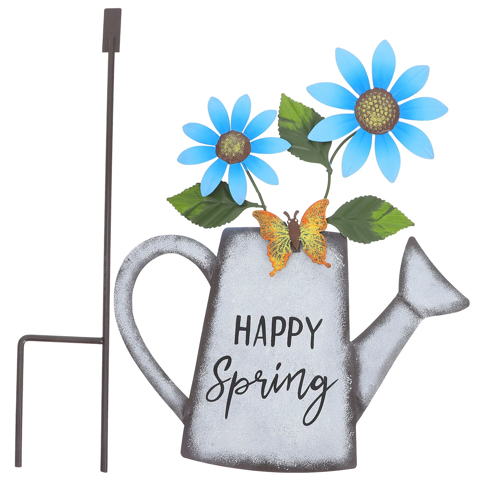 

Kettle Plug in Garden Stake Decor Metal Yard Art Outdoor Ground Inserted Crafts Stakes Plant Pot Flower Beds Modern naments Lawn