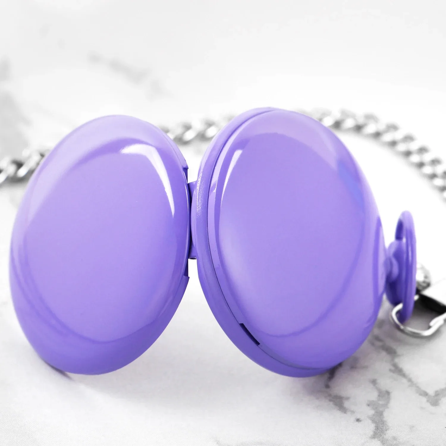 Purple Digital Display Clock Men's and Women's Quartz Pocket Watch Retro Fashion Necklace Jewelry Student Gifts