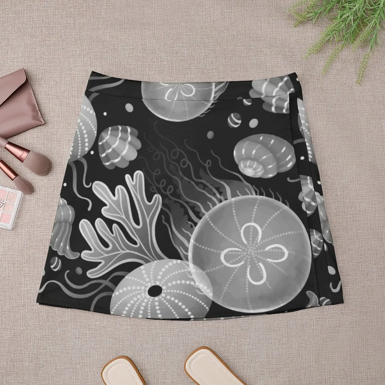 Ocean life - black and white Mini Skirt mini luxury designer clothing women girls skirts