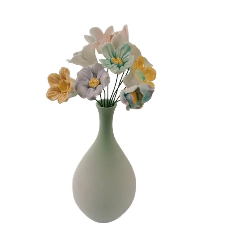 

Handmade ceramic flower flower, bedroom office decoration ornament, immortal flower clay creative product