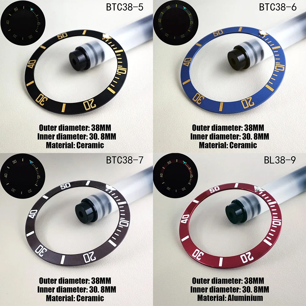 38mm*30.8mm Watch Bezel High Quality Ceramic Bezel Insert Ring Luminous Bead Watch Bezel 40mm Case NH35 Case Watch Accessories
