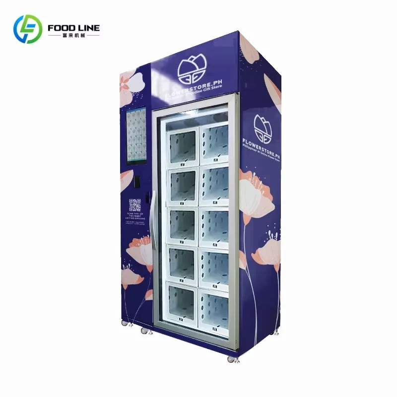 Vertical Smart Flower Locker Vending Machine Custom Pattern Refrigerated Bouquet Self Service Vending Cabinet Customized