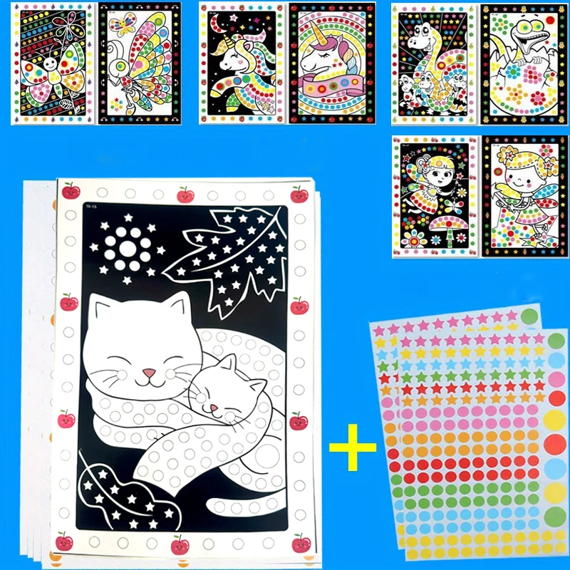 10 Sheets/Lot Funny Puzzle Dot Stickers For Kids Cute Cartoon Animal Drawing Mosaic Sticker Children Early Educational Patience