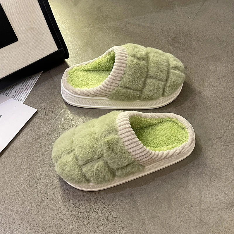 STRONGSHEN Soft Plush Women Cotton Slippers Non-Slip Floor Indoor Home Furry Slippers Female Floor Shoes Bedroom Hotel Flip-flop