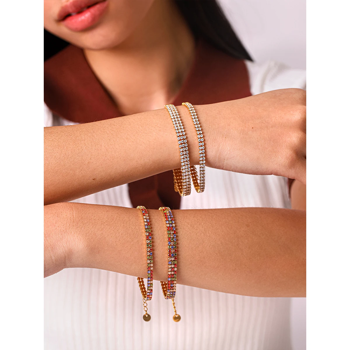 

Stainless Steel Full Rhinestone Bracelet 2026 New Designer Shiny Luxury Zircon Adjustable Bracelet For Women Jewelry Gift