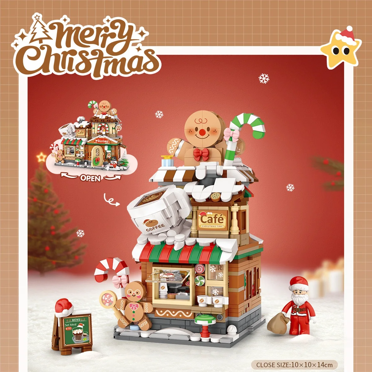 LOZ Christmas children's toy gifts, DIY panda art house model assembly, building blocks Christmas desktop ornaments