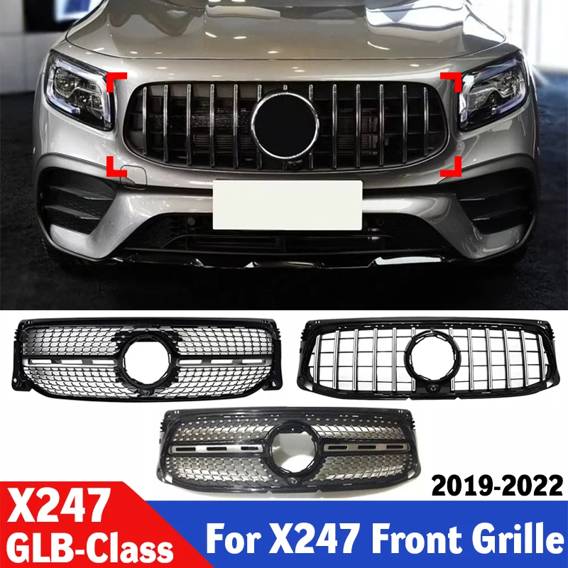 

Diamond GT Style Front Bumper Grille for Mercedes Benz GLB X247 2019-2022, Glossy Black Exterior Car Modification Accessories