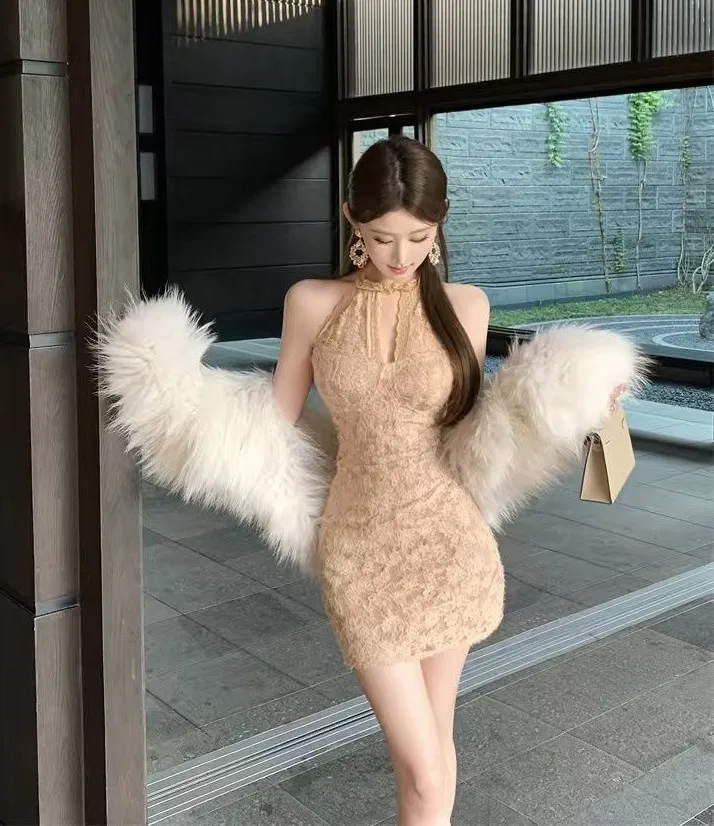 Dresses Womens Pink Spring Modal Smocking Lacing Gathered Waist H-Line Casual Trend Korean Commuting Minimalist Soft Christmas