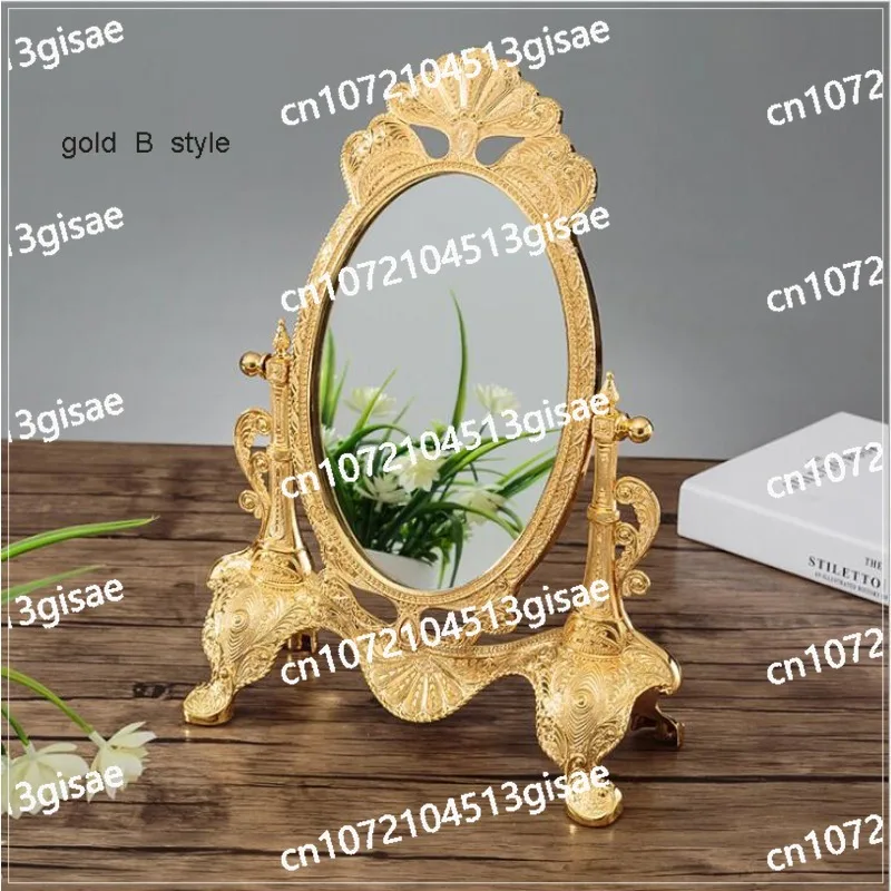 European 360 Degree Rotating Sliver/gold Desktop Mirror Zinc Alloy Metal Vintage Dresser Mirror Wedding Home Decorative Mirror