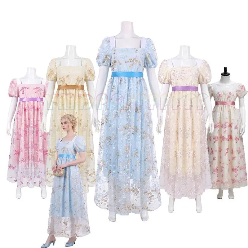 Anime Bridgeton cosplay dress medieval palace princess cosplay water-soluble fabric long dress 5-color Halloween Easter dress