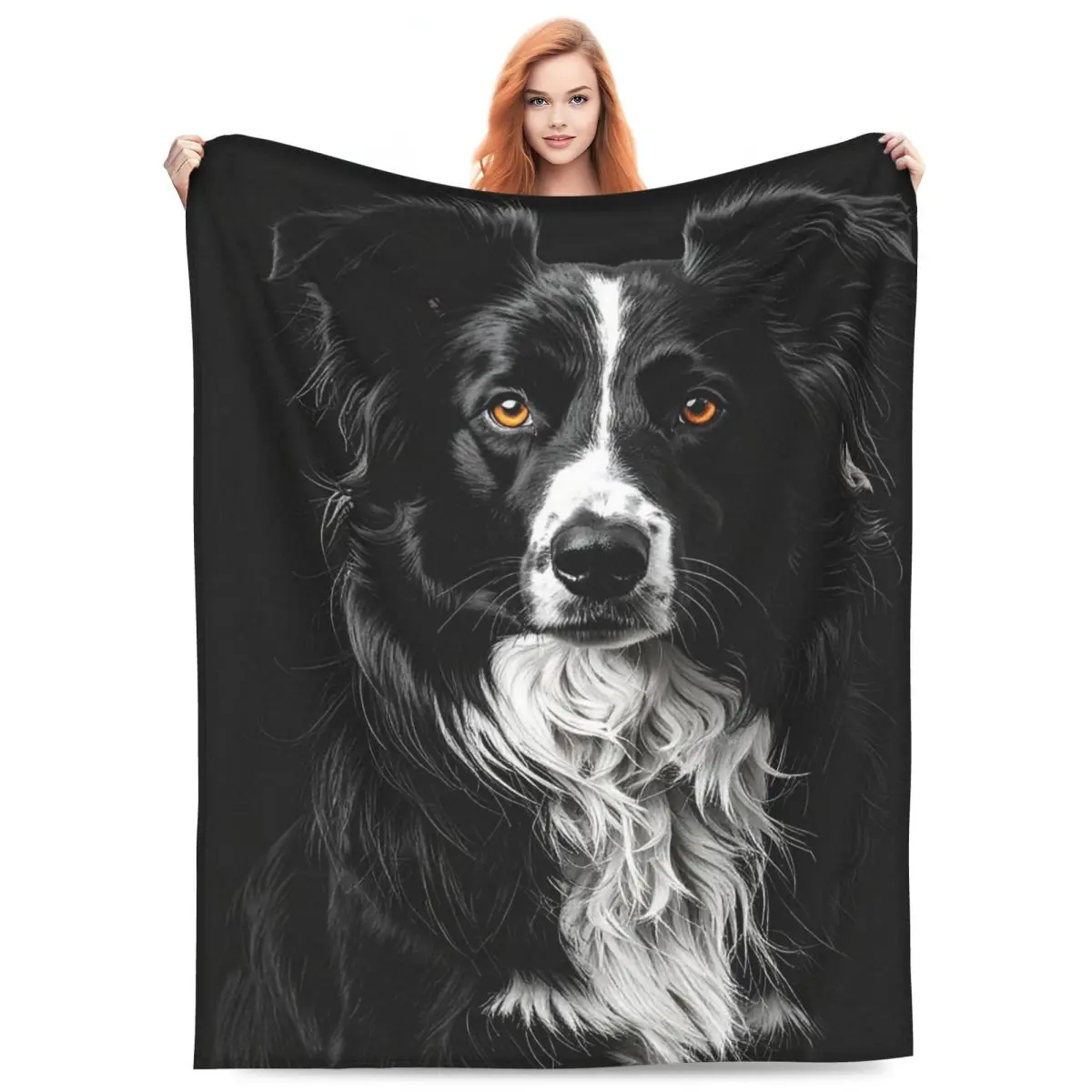 Border Collie Dog Pattern Blanket Flannel Sofa Throw Blanket Breathable for Home Bedroom Office Throws Bedspread Quilt
