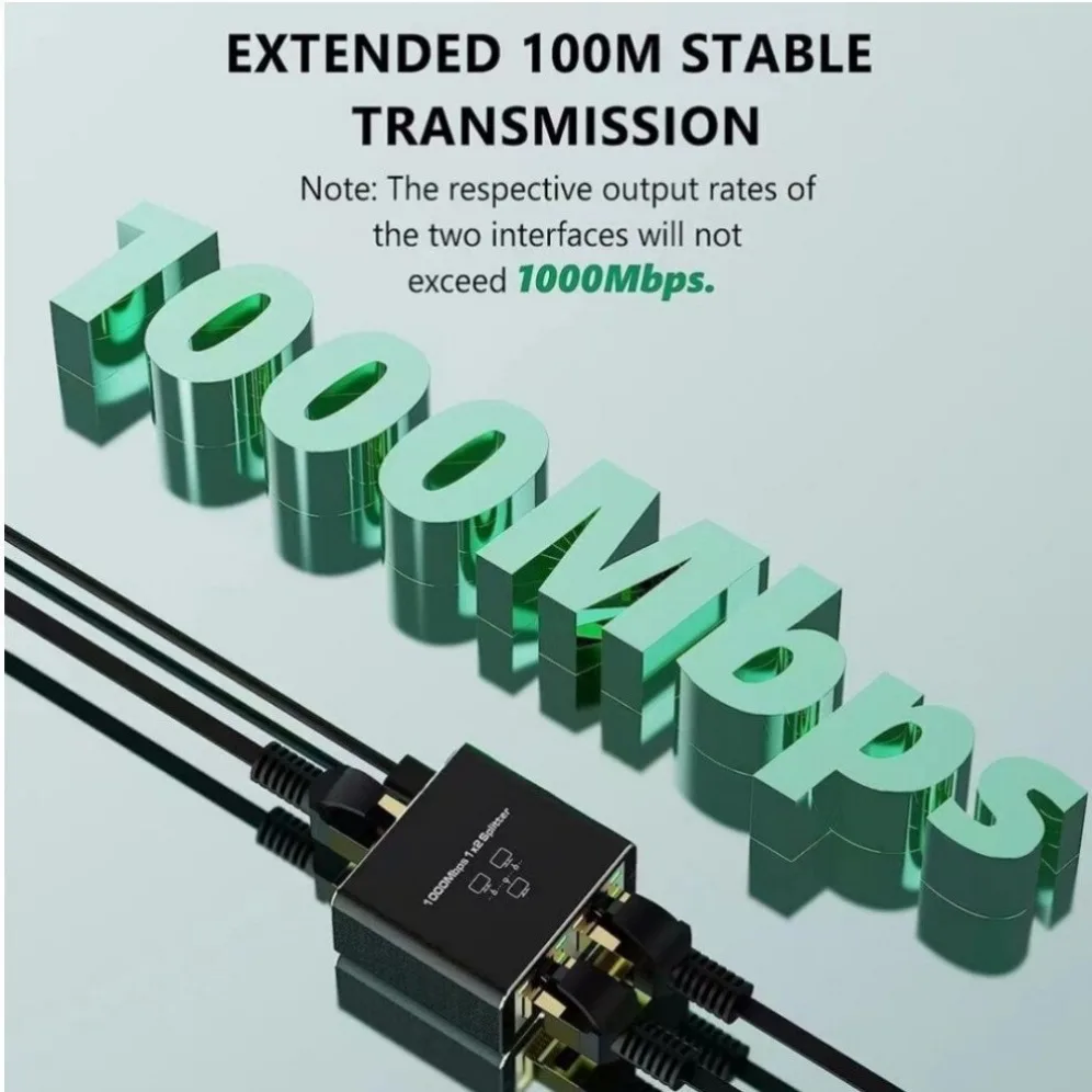 Rj45 الخائن 1 في 2 خارج ، محول إيثرنت ، جيجابت الإنترنت ، موسع كابل الشبكة ، موصل rj45 للكمبيوتر ، صندوق التلفزيون ، راوتر ، أكثر حدة