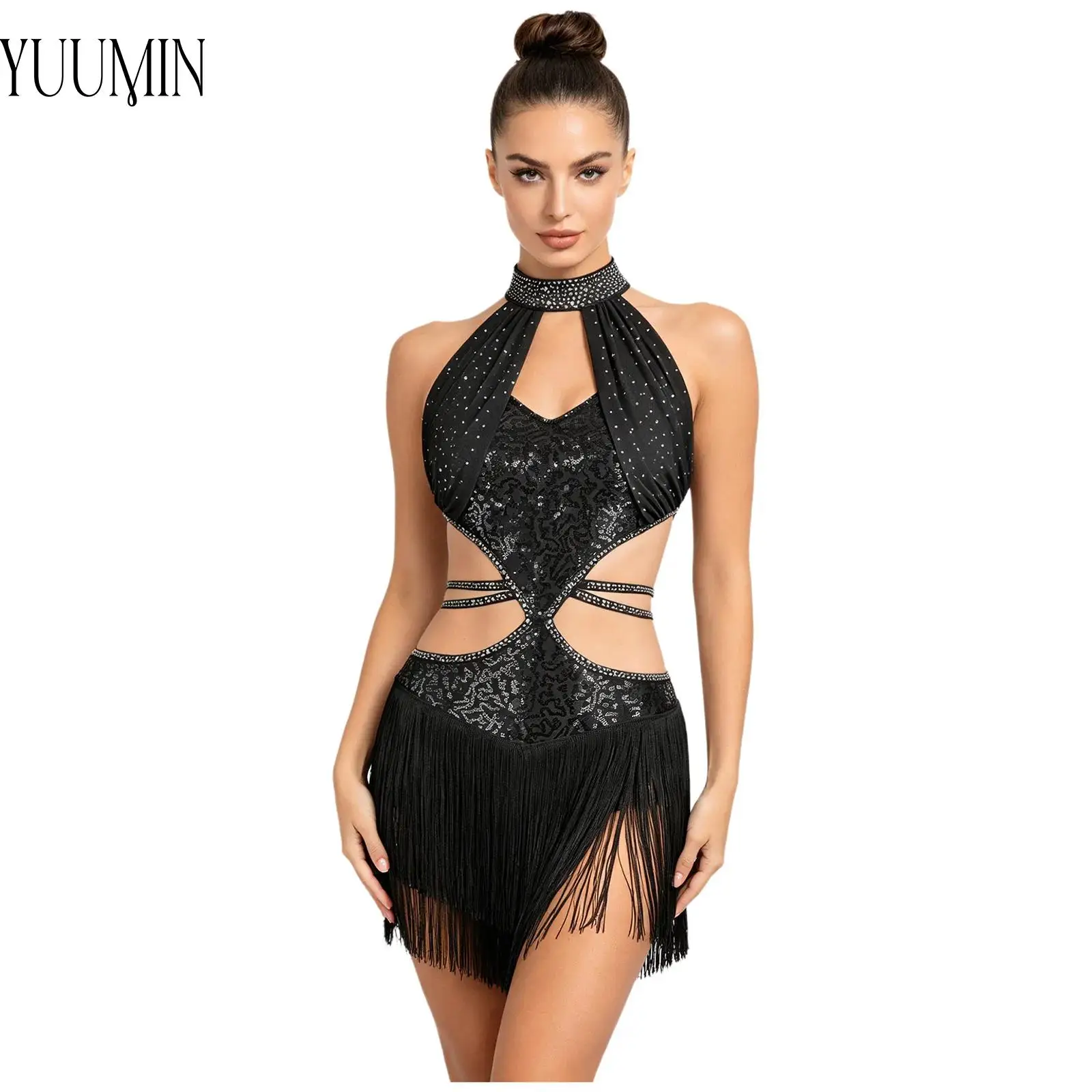 women-latin-dance-tassel-dress-keyhole-cutout-back-sleeveless-competition-costume