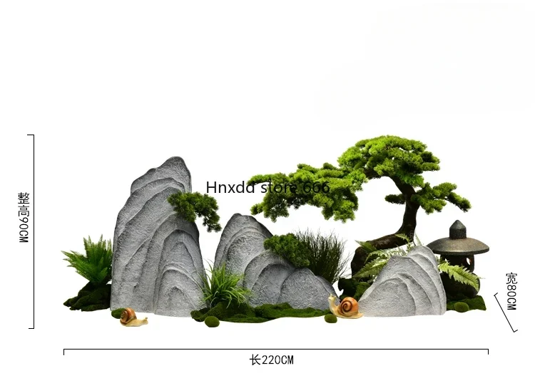 

Large-scale simulated mountain stone landscaping simulated green plant combination