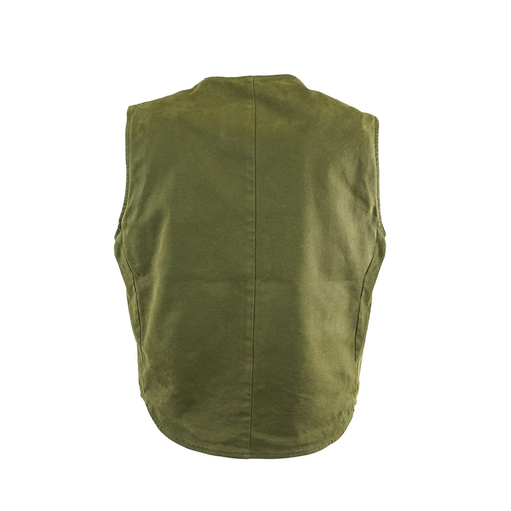 سترة رجالية واحدة الصدر أربعة جيوب بأزرار نسيج الكتان الخامس الرقبة Steampunk صدرية بدلة عمل غير رسمية موضة بلا أكمام #3