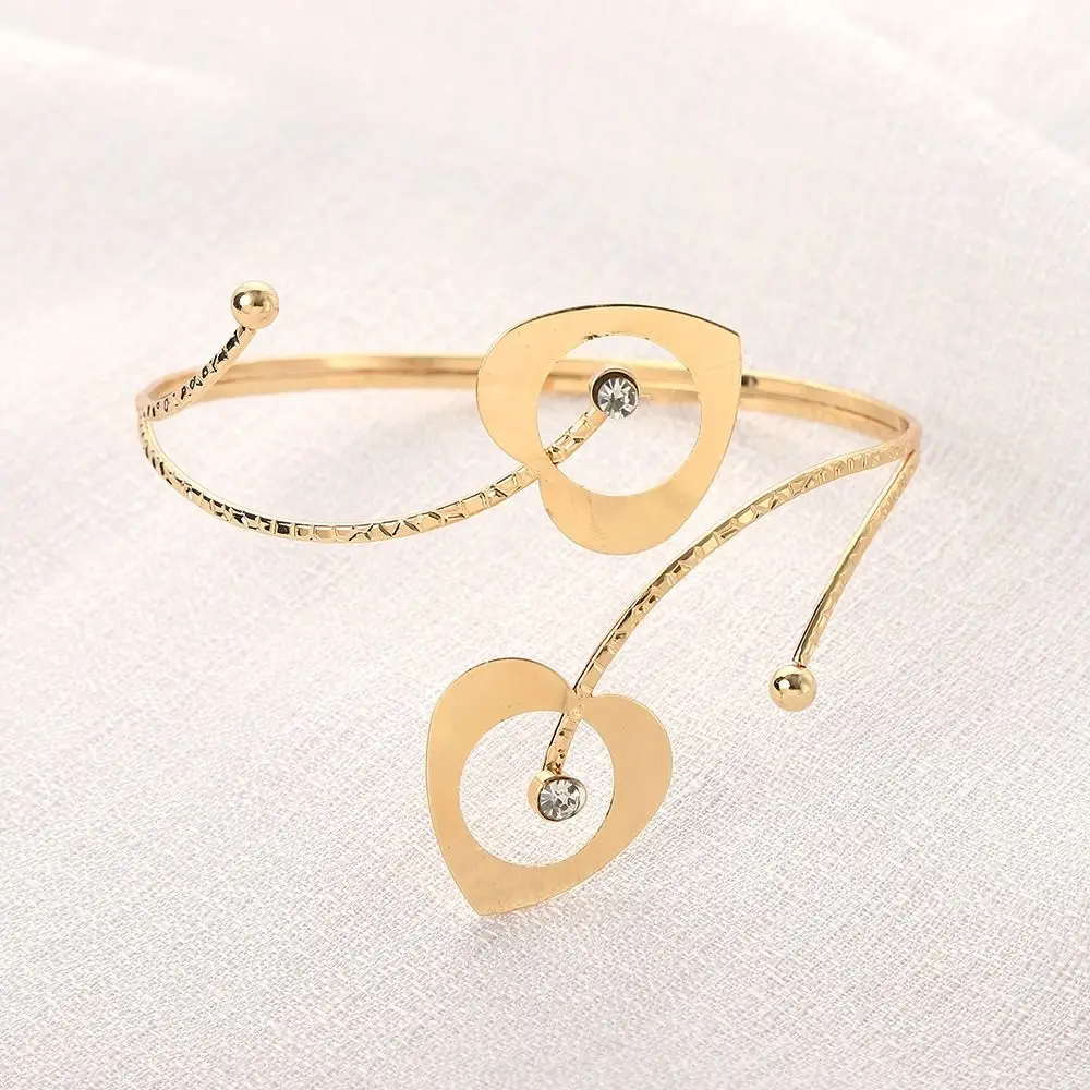 2 pçs/set moda metal braço pulseira ajustável braço corrente ampla aberta pulseira braçadeira jóias acessórios