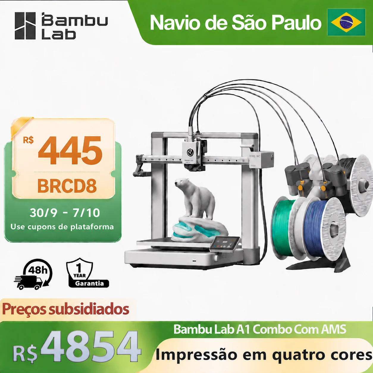 Bambu Lab A1 Combo Ams Lite 3D Printer Auto Leveling Robust Direct Extruder Tri-High Speed to  500mm/s APP Remote Monitoring