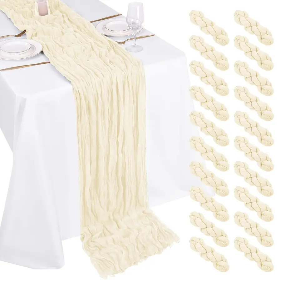 

Pack Cheesecloth Table Runner 17x108 Inch Ivory Boho Gauze Cheese Cloth Table Runners for Baby Bridal Shower Decoration Wedding