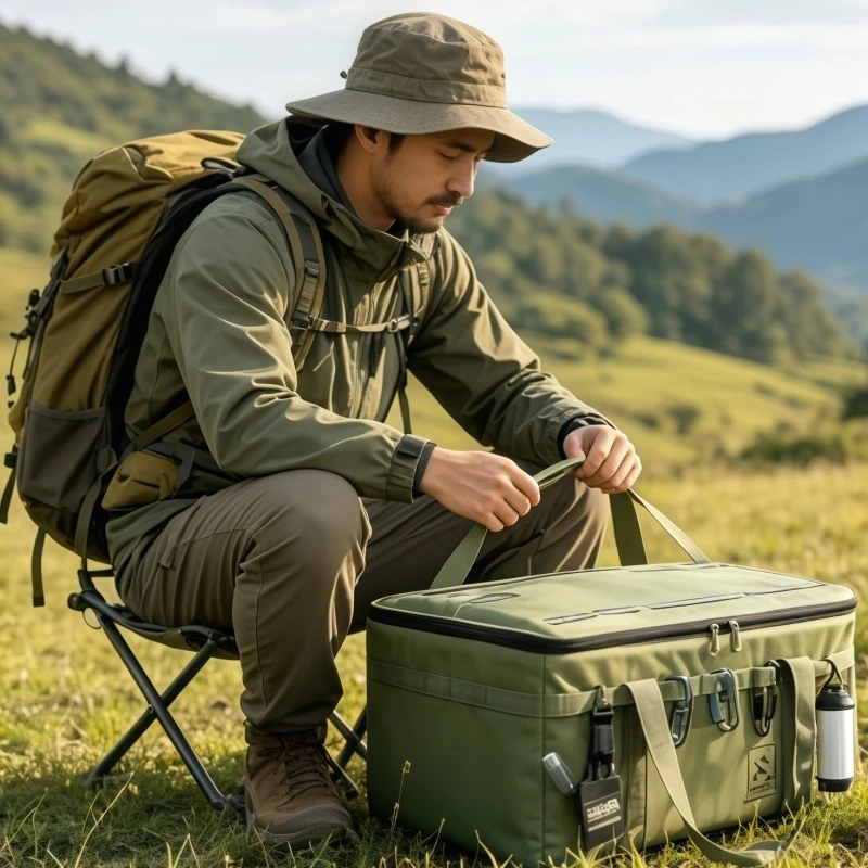Bolsa de Almacenamiento Táctica para Camping de Gran Capacidad (30L), Caja Plegable Impermeable y Aislada para Vajilla de Picnic y Equipo de Campo