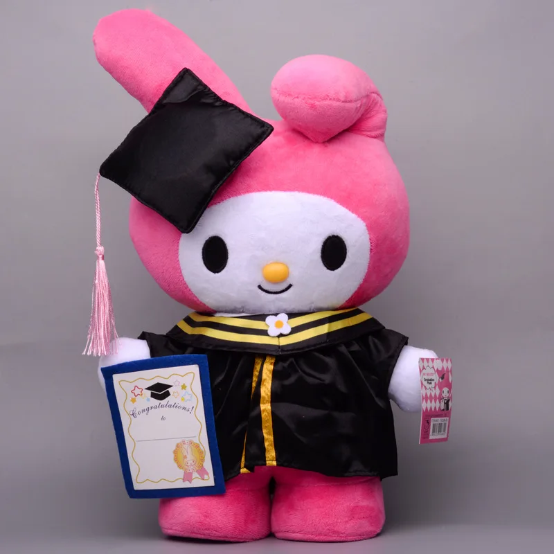 Sanrio Anime Plush 35cm Cinnamoroll My Melody Kuromi Hello Kitty Graduation Plushie Doll Kawaii Soft Stuffed Graduation Gifts