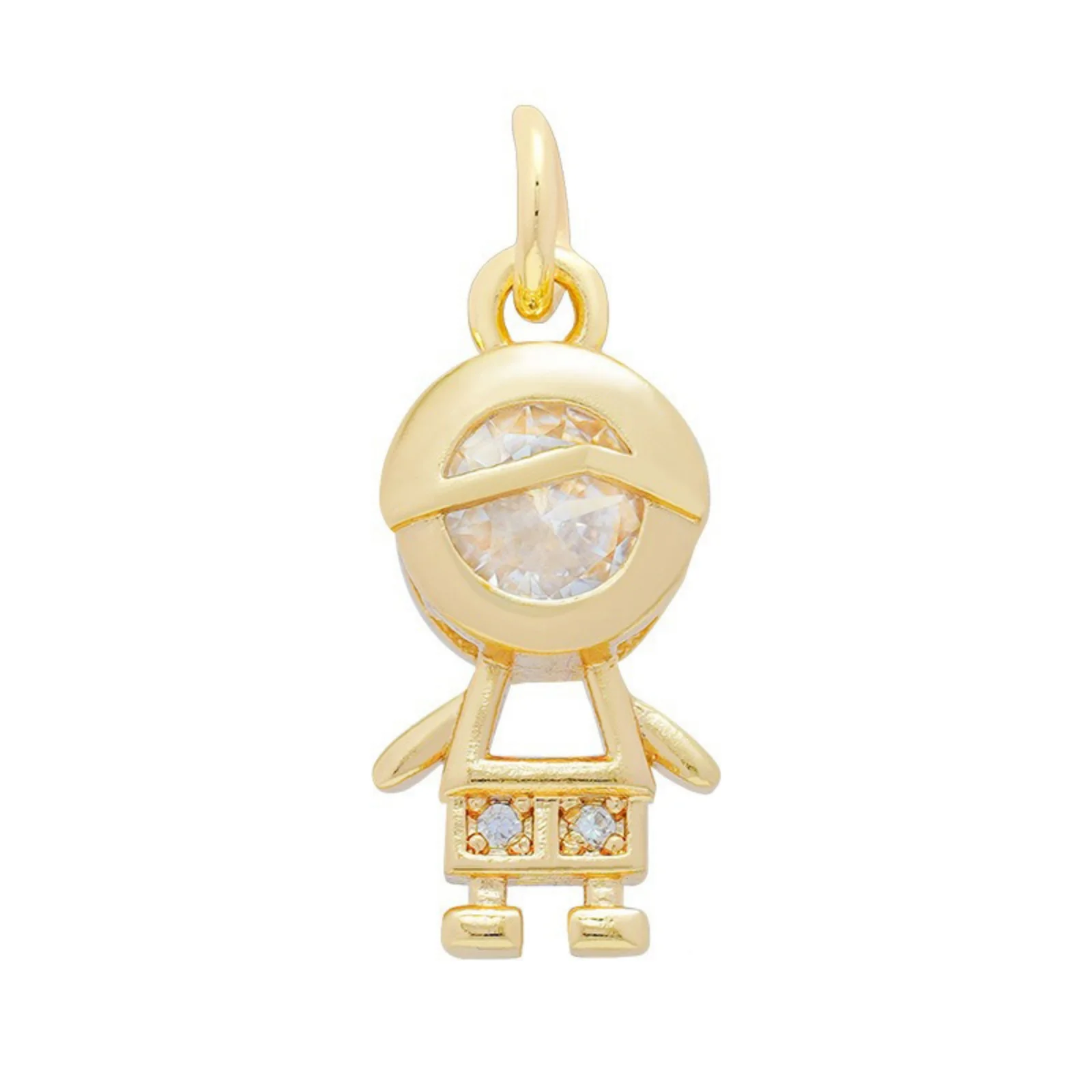 2pcs Boy Girl Charms Micro Pave Clear Cubic Zirconia Micro Pave Brass 18K Gold Plated Pendants For DIY Necklace Earrings Making