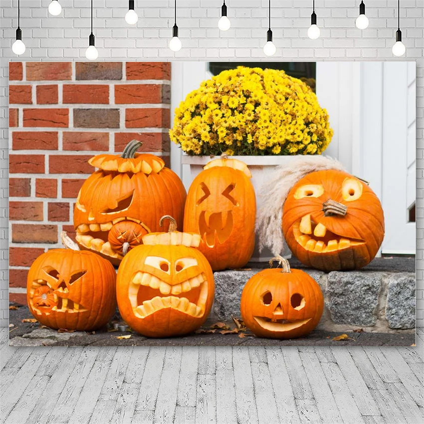 

AIBIIN Halloween Theme Photography Backdrop Funny Pumpkin Wall Banner Custom Decoration Photography Decor Studio Backgrounds