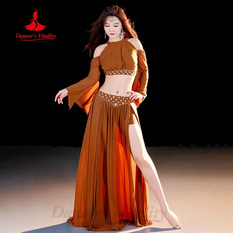 Belly Dancer Costume Light Luxury Rhinestone Mesh Performance Set Adult Oriental Dance Practice Outfit Women's Dancing Clothing