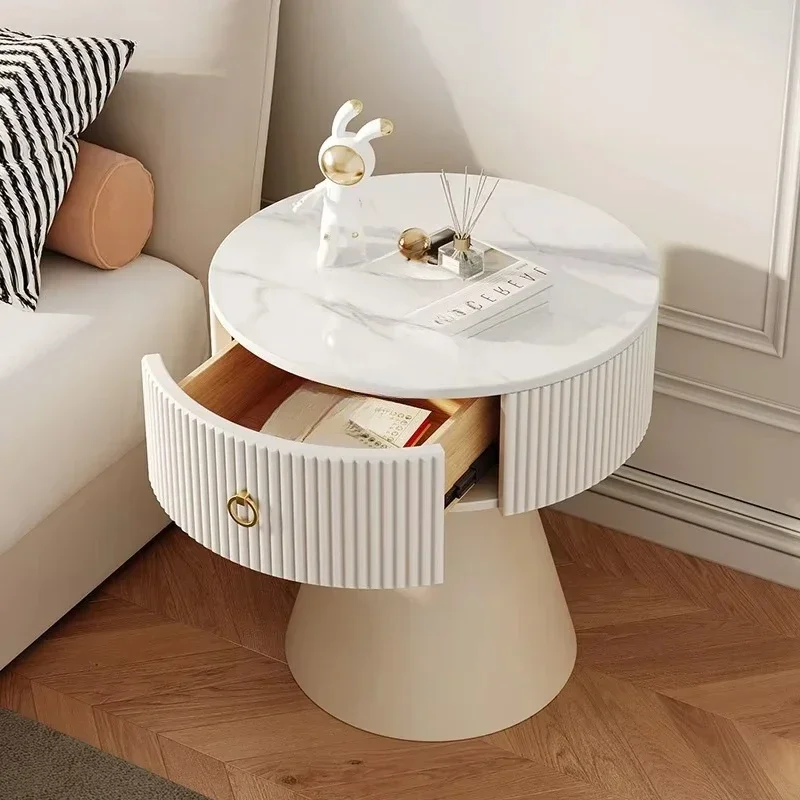 Simple and modern bedside table, bedroom cream style storage, living room corner table, sofa side table, easy to move