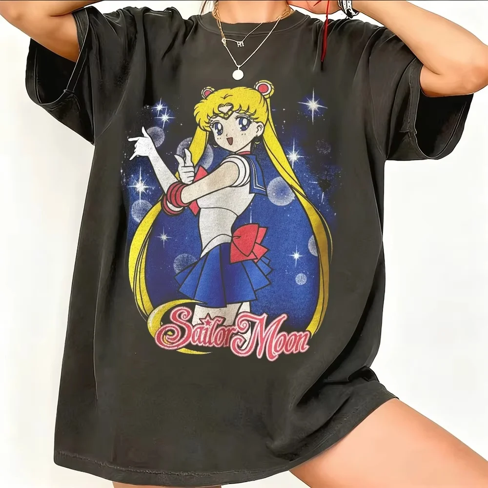 2626 Sommer-Sonderangebot Sailor Moon T-Shirt Damen Anime-Print T-Shirt Lässiges Harajuku Kurzarm-Oberteil Y2K Streetwear Vielseitig