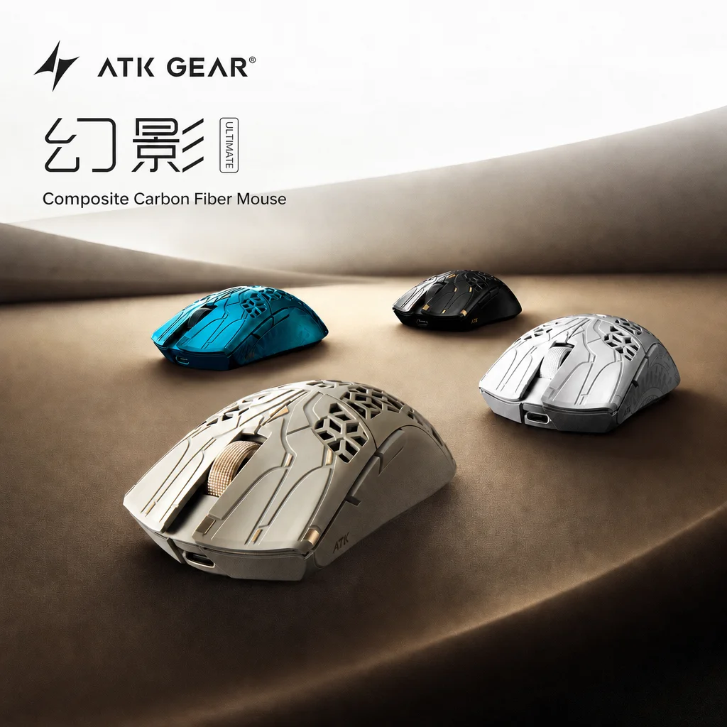 ATK F1 Phantom Master Carbon Fiber Hollow Wireless Mouse Lightweight Ergonomic Esports Gaming Mouse For Medium Small Hands