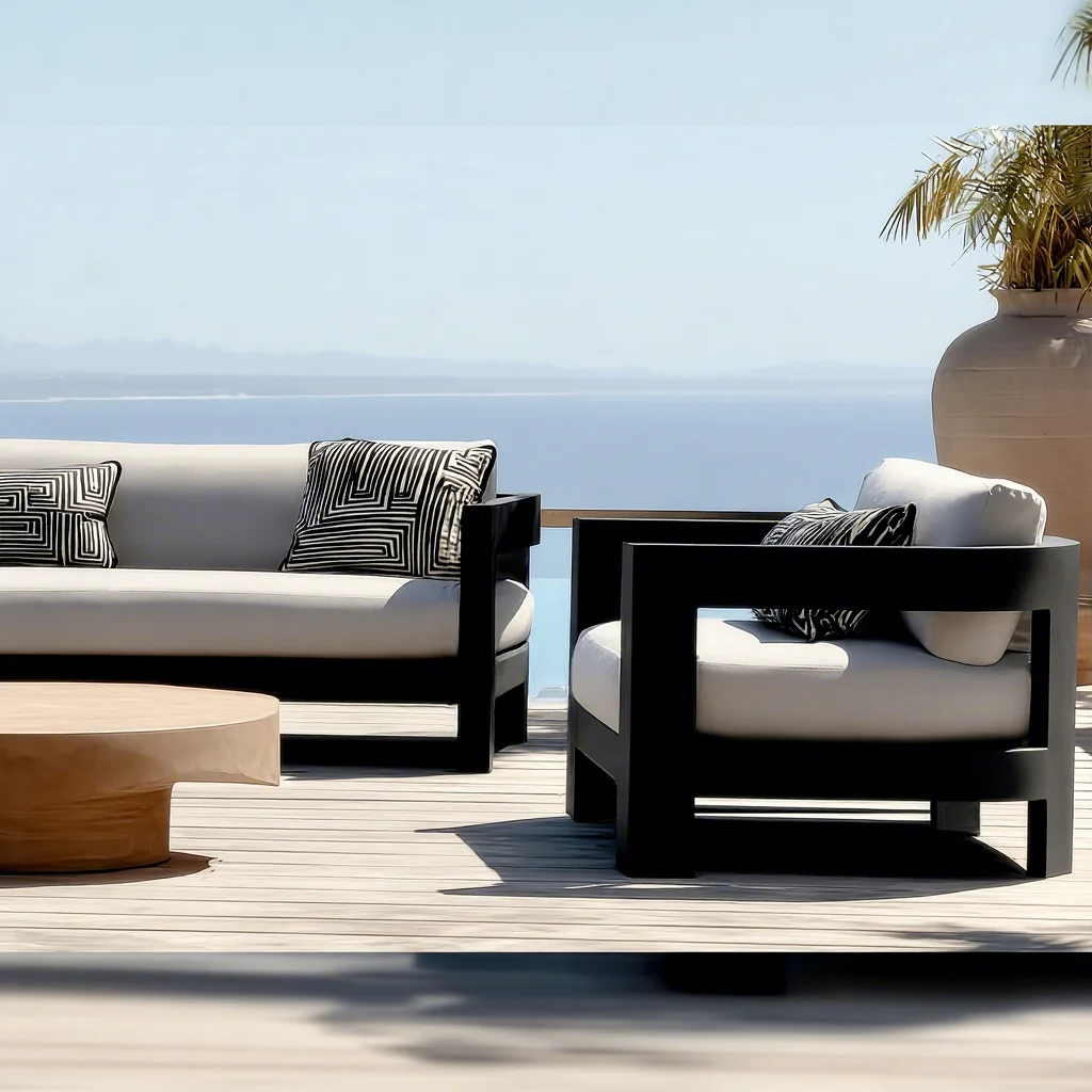 Modern Luxury Aluminum Outdoor Leisure Sofa Couch Set Quick-drying Durable UV-Resistant Weather Resistant Easy Maintenance