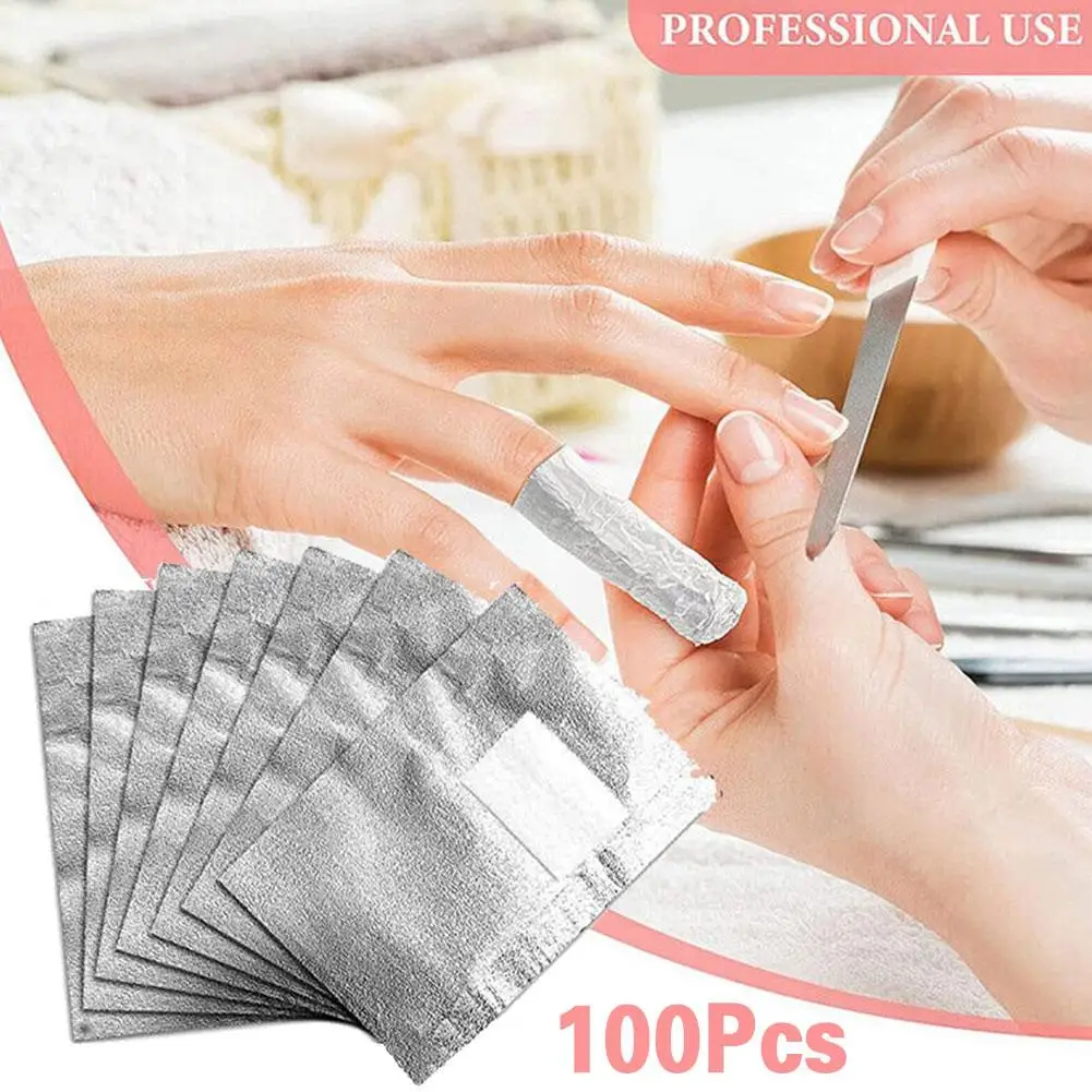 100 Stks/zak Aluminiumfolie Nail Art Weken Van Polish Nagelverwijdering Wraps Nagellak Gel Polish Remover Manicure Tool