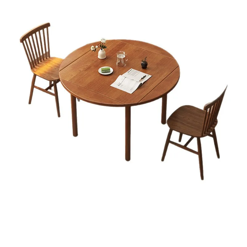 

Solid wood, folding, dining table, small apartment, household, square table, round, functional, telescopic