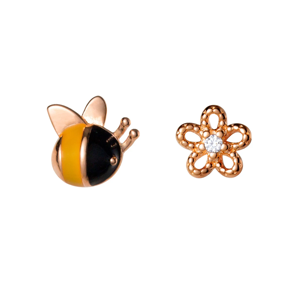 Modian Genuine 925 Sterling Silver Insect Bee Enamel Flower Stud Earrings for Women Small Cute Fashion Jewelry Gifts Pendientes