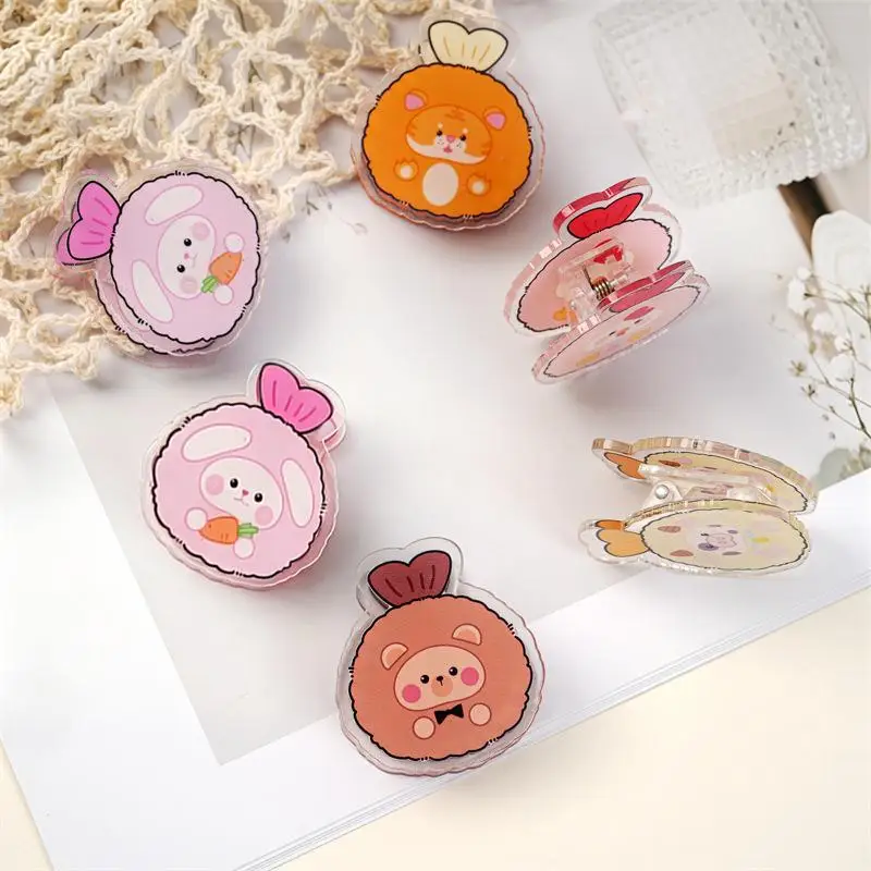Original Multifunctional Clip Student Storage Clip Exam Paper Clip 5pcs Cute Cartoon Acrylic Double-Sided PP Clip