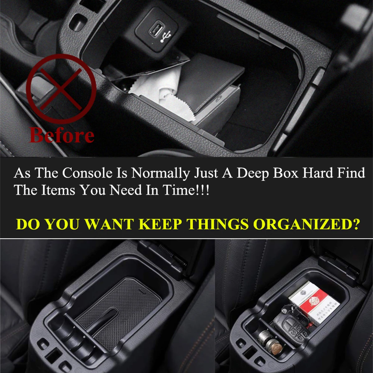 Gear Shift Storage Box Armrest Tray Organizer Insert Caddy for Jeep Compass 2017 2018 2019 2020 2021 Car Interior Accessories view 4