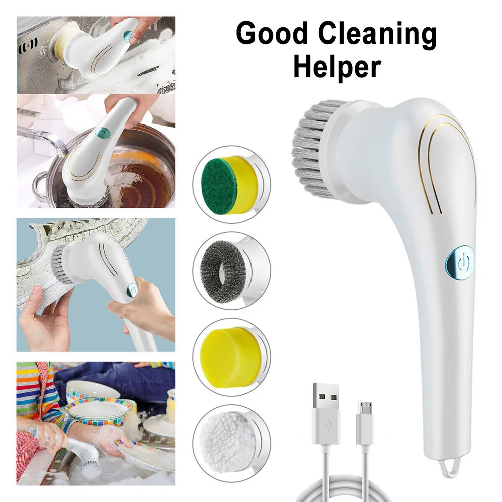 

5-in-1 Multifunctional Electric Cleaning Brush Rechargeable Bathroom Wash Brush Kitchen Cleaning Tool Dishwashing Brush Bathtub