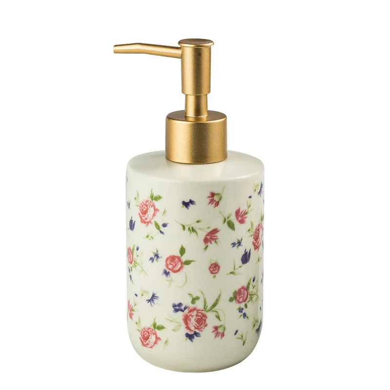 Creative Rose Shower Gel Divided Bottled Press-on Ceramic Hand Sanitizer Bottle Soap Dispenser Toilet Bathroom Accessories